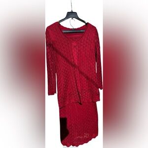 Cato Elegant Burgundy Red Knit 2 pc Skirt Set 18-20W